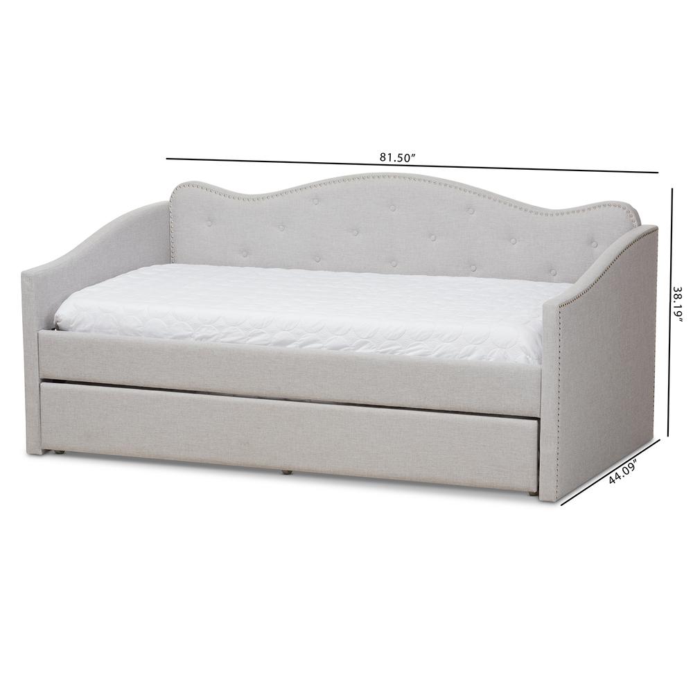 Kaija Modern and Contemporary Greyish Beige Fabric Daybed with Trundle. Picture 26