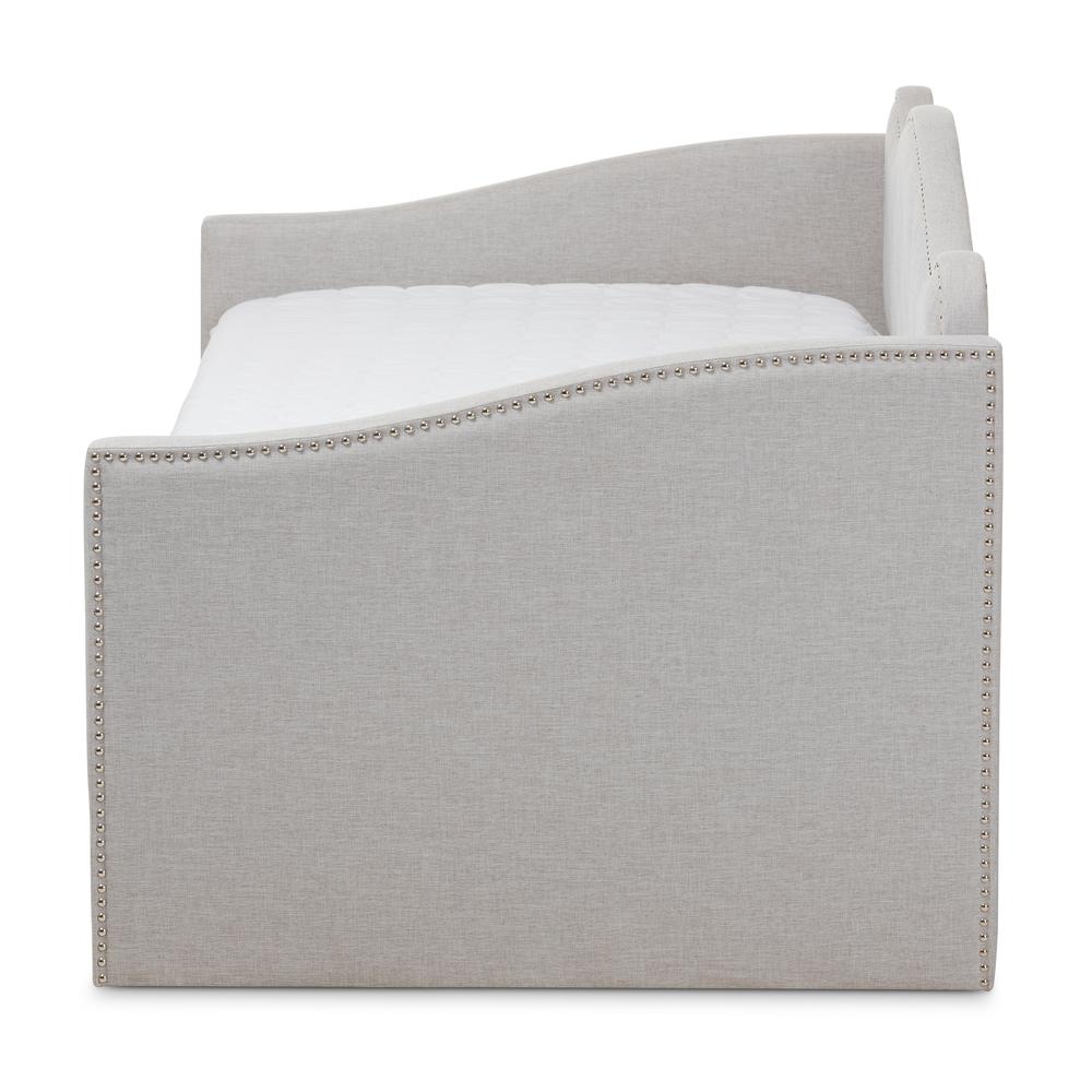 Kaija Modern and Contemporary Greyish Beige Fabric Daybed with Trundle. Picture 16