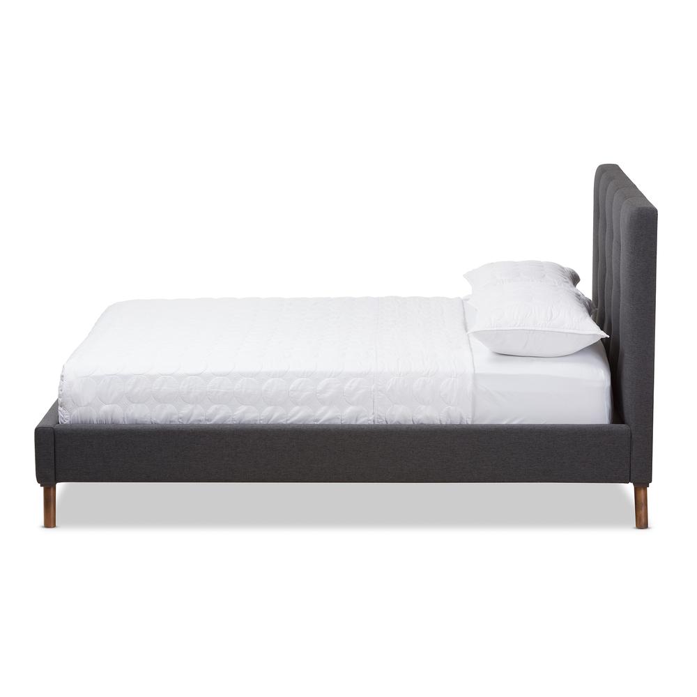 Valencia Mid-Century Modern Dark Grey Fabric Full Size Platform Bed. Picture 12