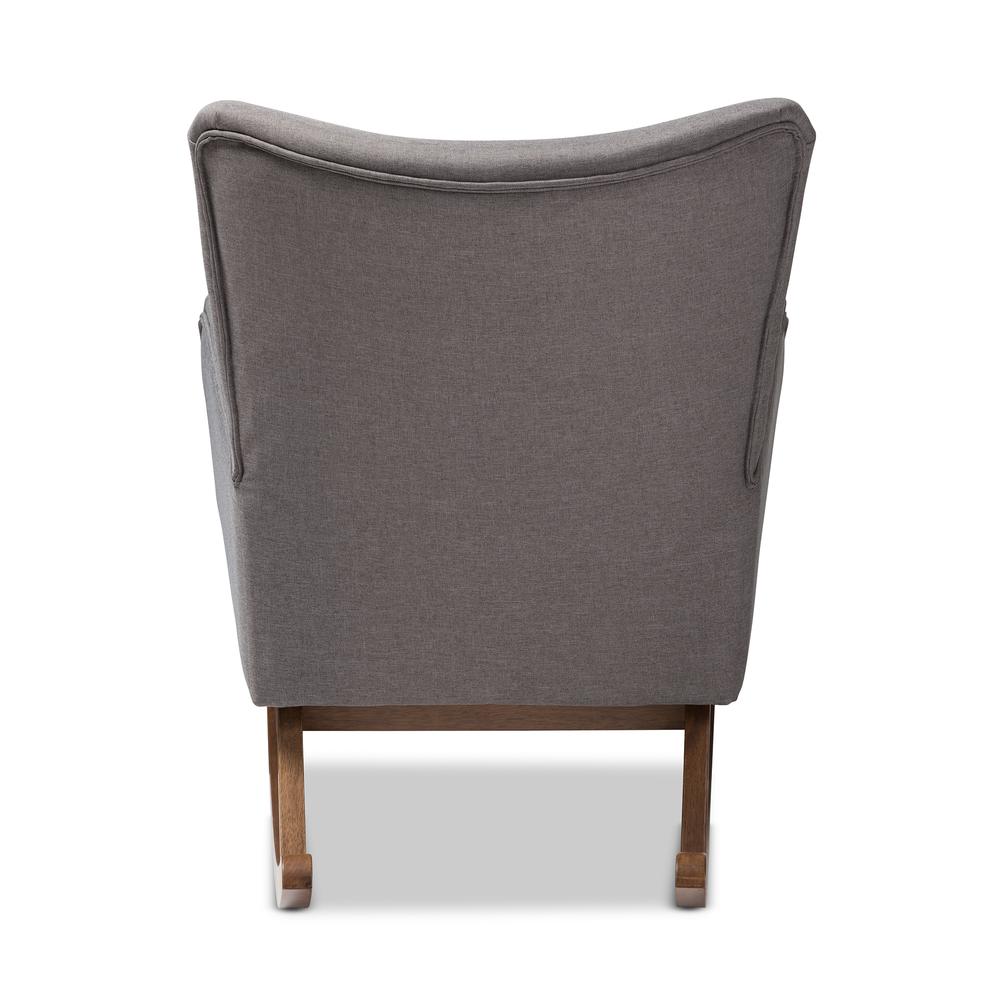 Baxton Studio Waldmann Mid-Century Modern Grey Fabric Upholstered Rocking Chair. Picture 11