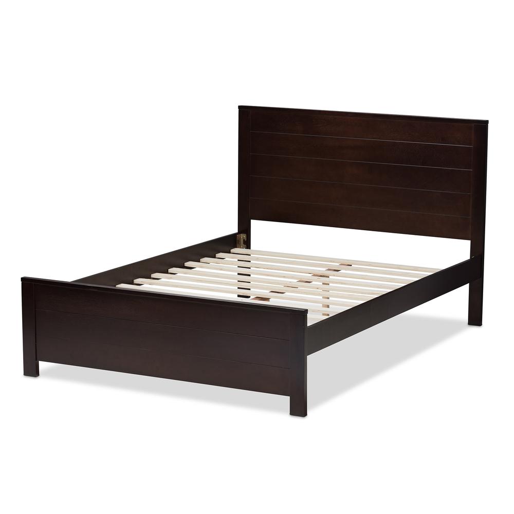 Catalina Modern Classic Mission Style Dark Brown-Finished Wood Full Platform Bed. Picture 11