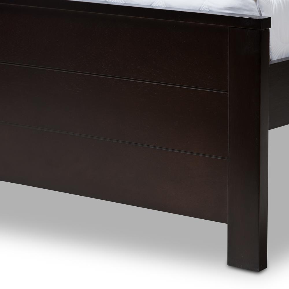 Catalina Modern Classic Mission Style Dark Brown-Finished Wood Full Platform Bed. Picture 13