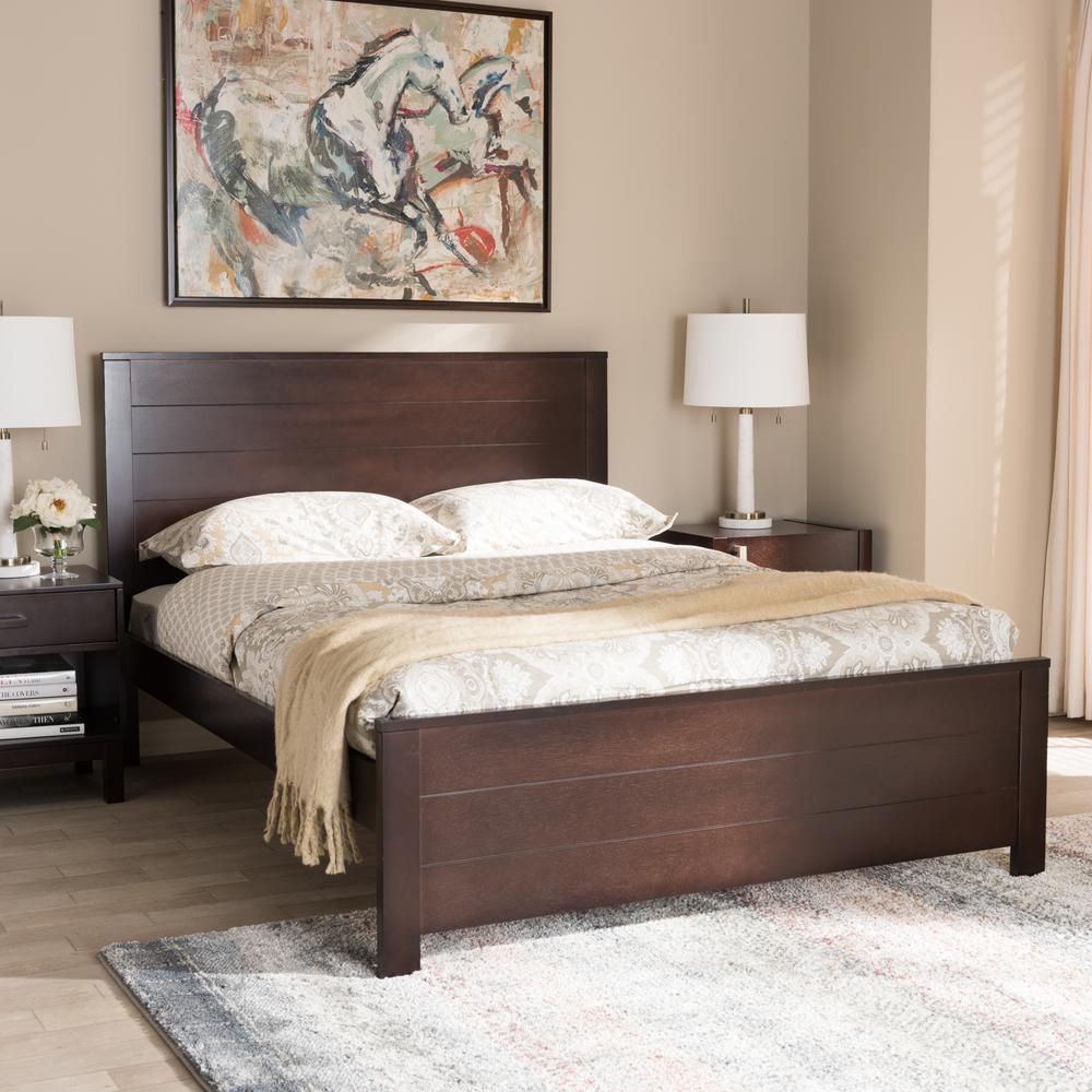 Catalina Modern Classic Mission Style Dark Brown-Finished Wood Full Platform Bed. Picture 7