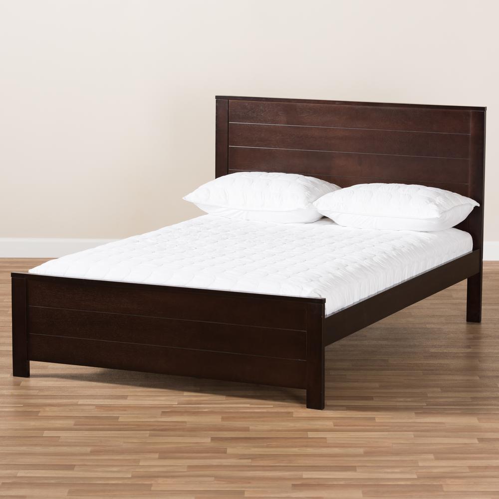 Catalina Modern Classic Mission Style Dark Brown-Finished Wood Full Platform Bed. Picture 15