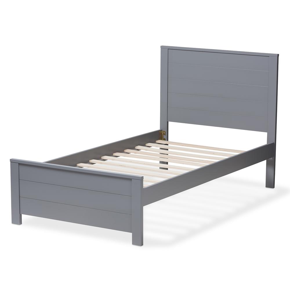Catalina Modern Classic Mission Style Grey-Finished Wood Twin Platform Bed. Picture 11