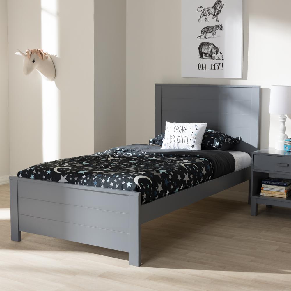 Catalina Modern Classic Mission Style Grey-Finished Wood Twin Platform Bed. Picture 14