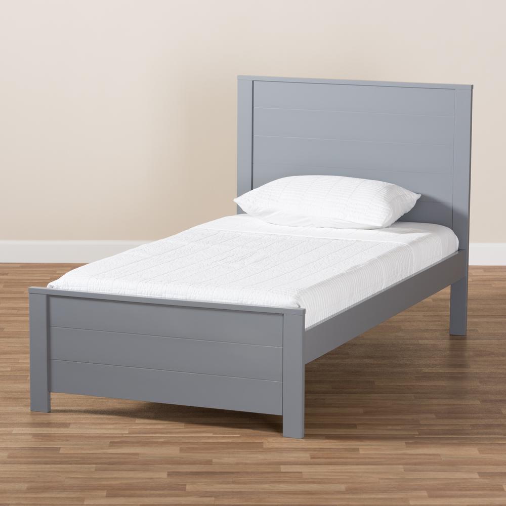 Catalina Modern Classic Mission Style Grey-Finished Wood Twin Platform Bed. Picture 15