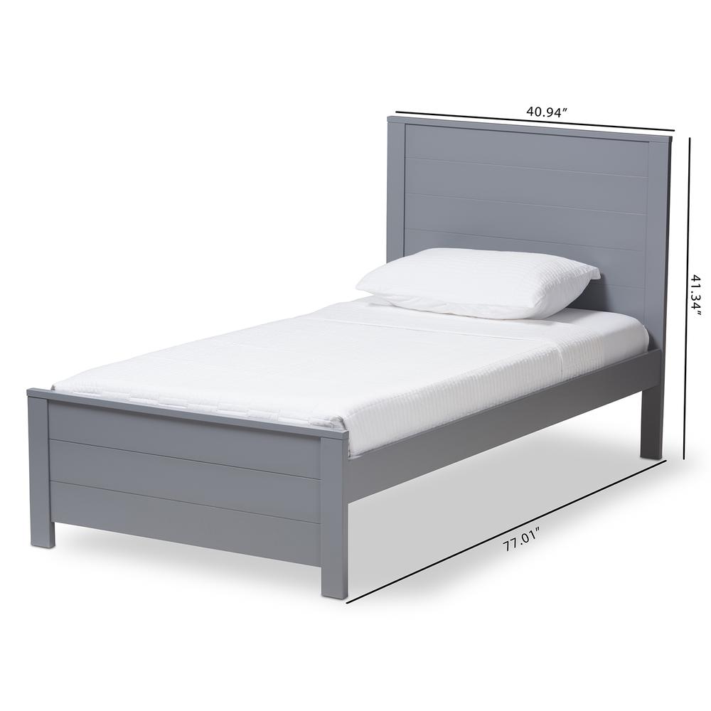 Catalina Modern Classic Mission Style Grey-Finished Wood Twin Platform Bed. Picture 16
