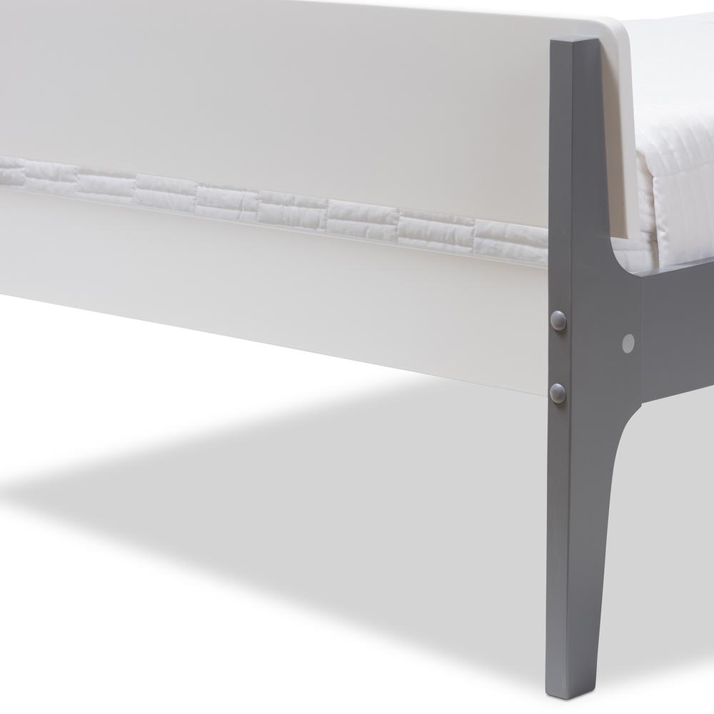 Classic Mission Style White and Dark Grey-Finished Wood Twin Platform Bed. Picture 13