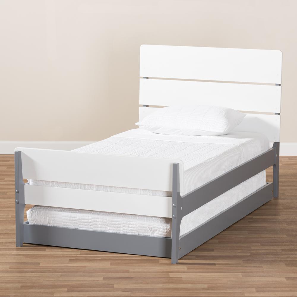 Classic Mission Style White and Grey-Finished Wood Twin Platform Bed. Picture 22