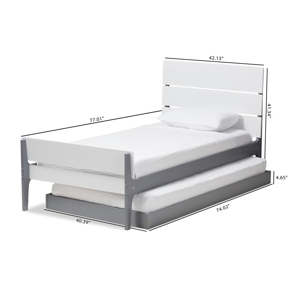 Classic Mission Style White and Grey-Finished Wood Twin Platform Bed. Picture 13