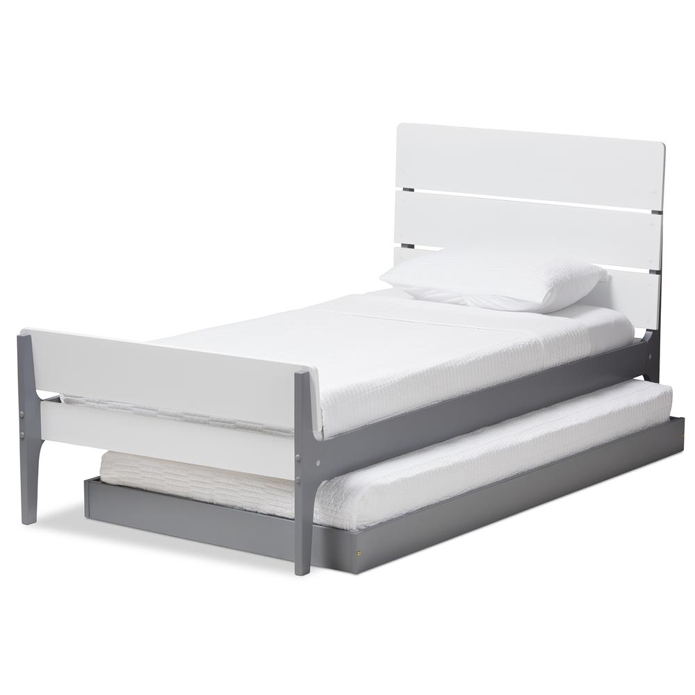 Classic Mission Style White and Grey-Finished Wood Twin Platform Bed. Picture 14