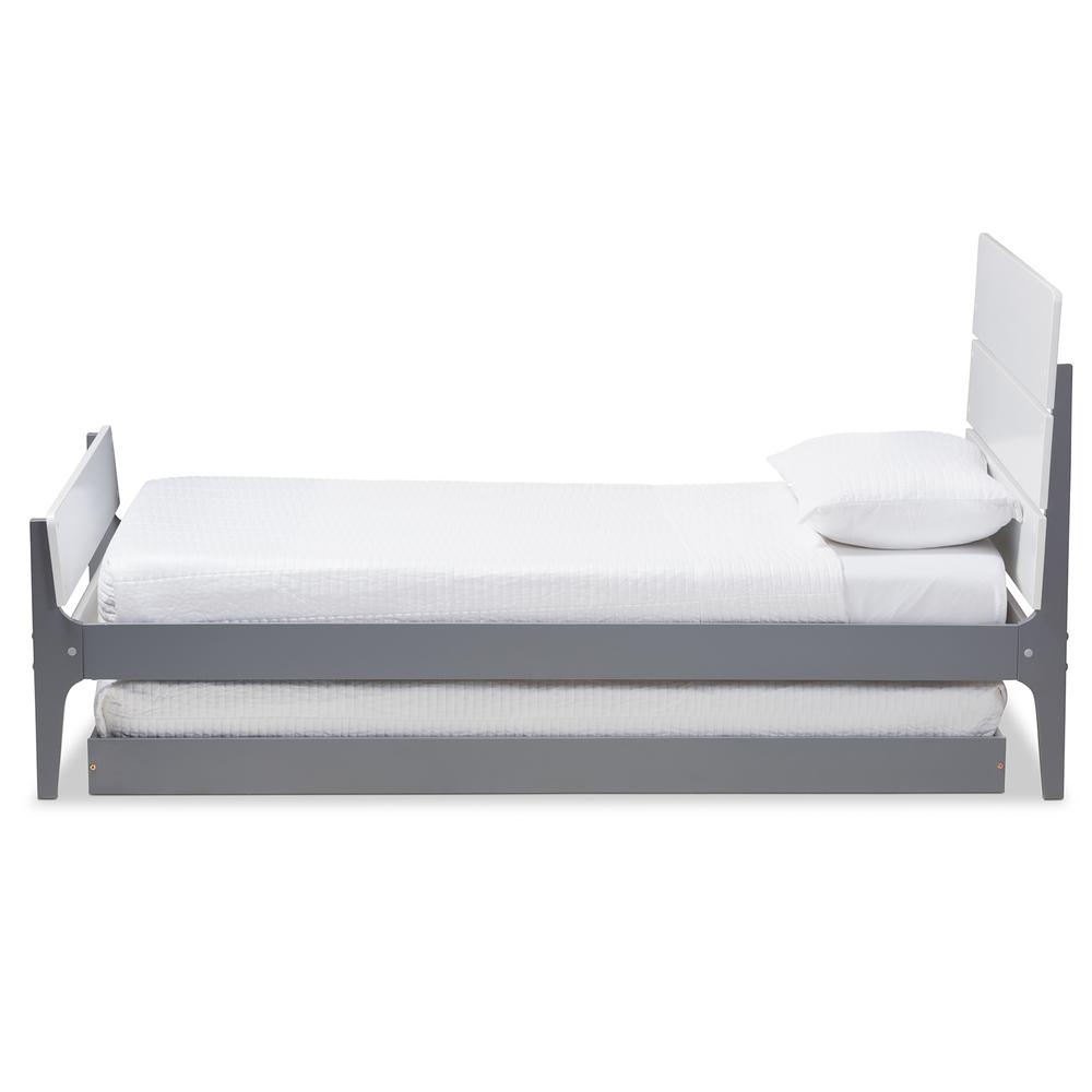 Classic Mission Style White and Grey-Finished Wood Twin Platform Bed. Picture 15