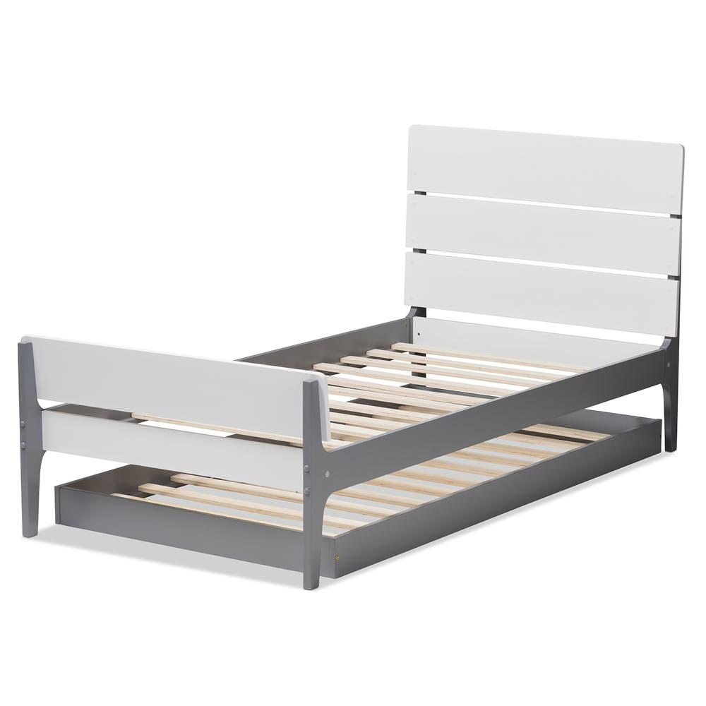 Classic Mission Style White and Grey-Finished Wood Twin Platform Bed. Picture 16