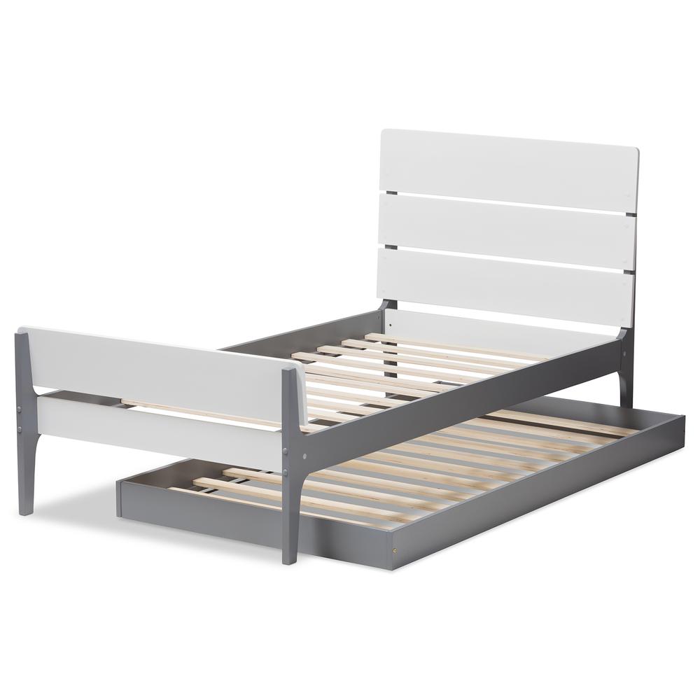 Classic Mission Style White and Grey-Finished Wood Twin Platform Bed. Picture 17