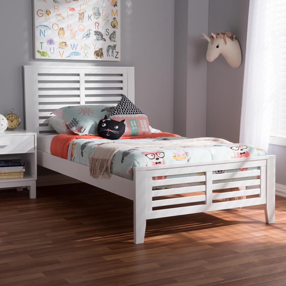 Sedona Modern Classic Mission Style White-Finished Wood Twin Platform Bed. Picture 7