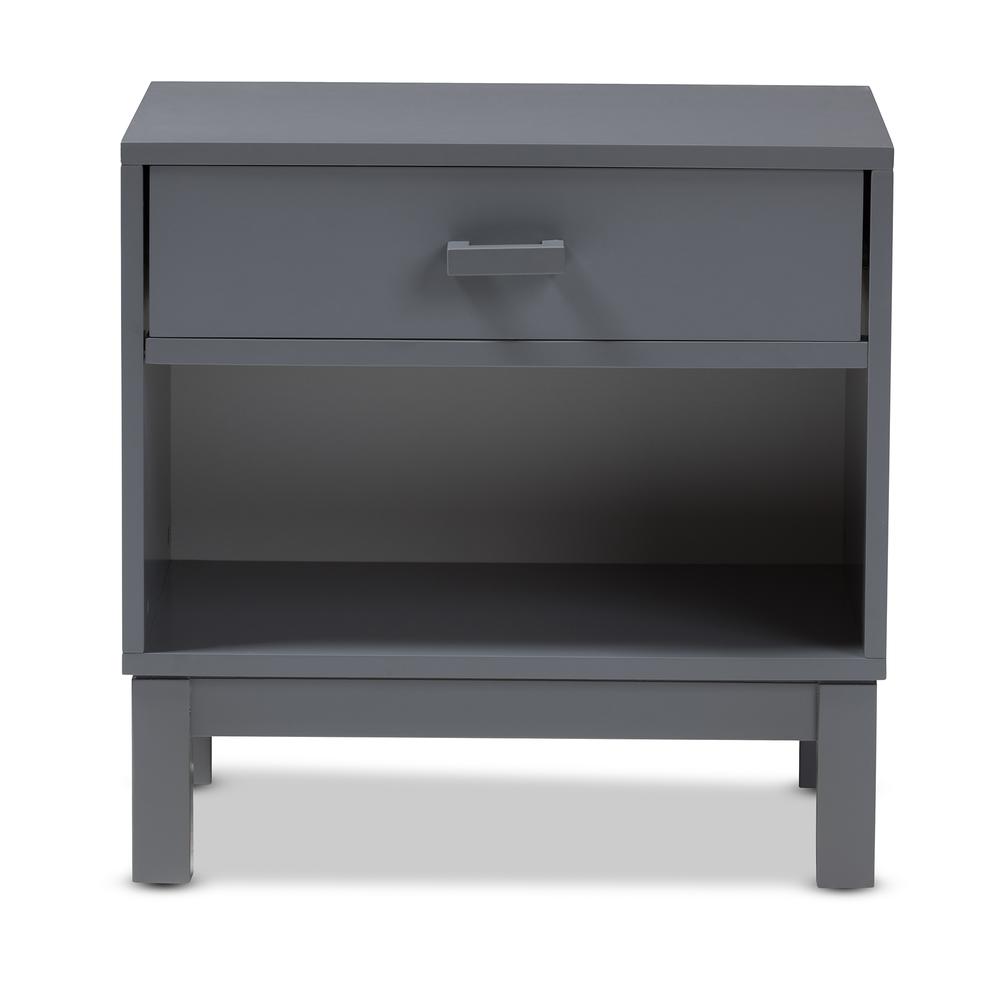 Baxton Studio Deirdre Modern and Contemporary Grey Wood 1-Drawer Nightstand. Picture 13