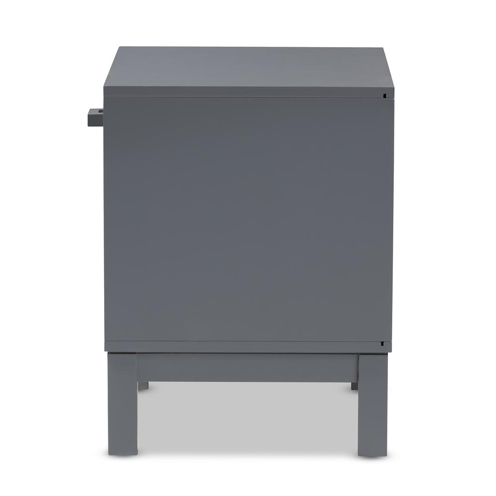 Baxton Studio Deirdre Modern and Contemporary Grey Wood 1-Drawer Nightstand. Picture 14
