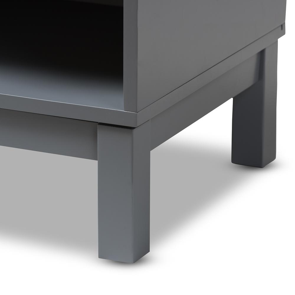 Baxton Studio Deirdre Modern and Contemporary Grey Wood 1-Drawer Nightstand. Picture 17
