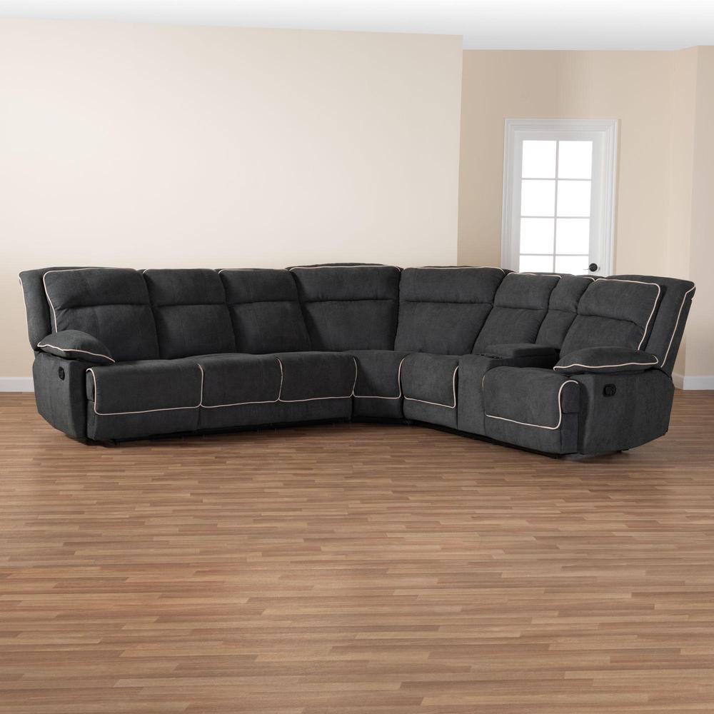 Dark Grey and Light Grey Two-Tone Fabric 7-Piece Reclining Sectional. Picture 23