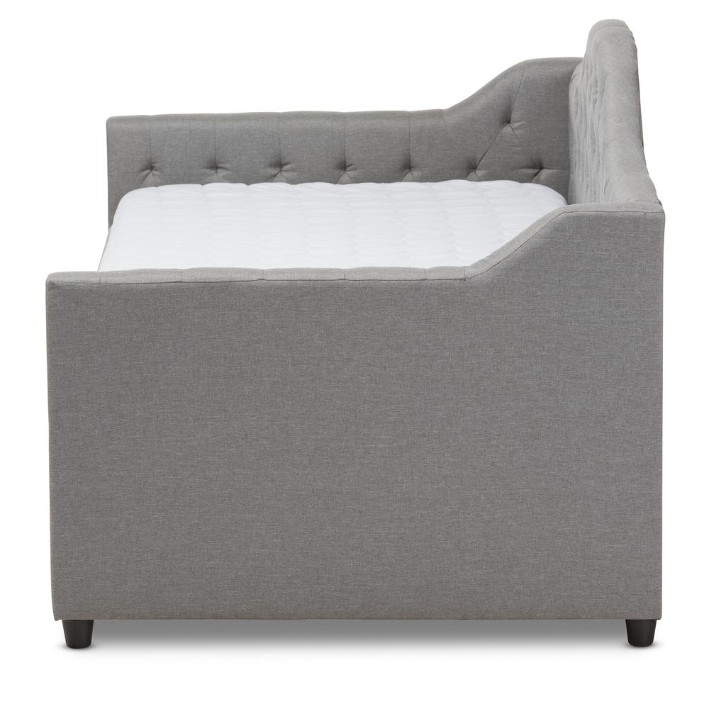 Perry Modern and Contemporary Light Grey Fabric Daybed with Trundle. Picture 15