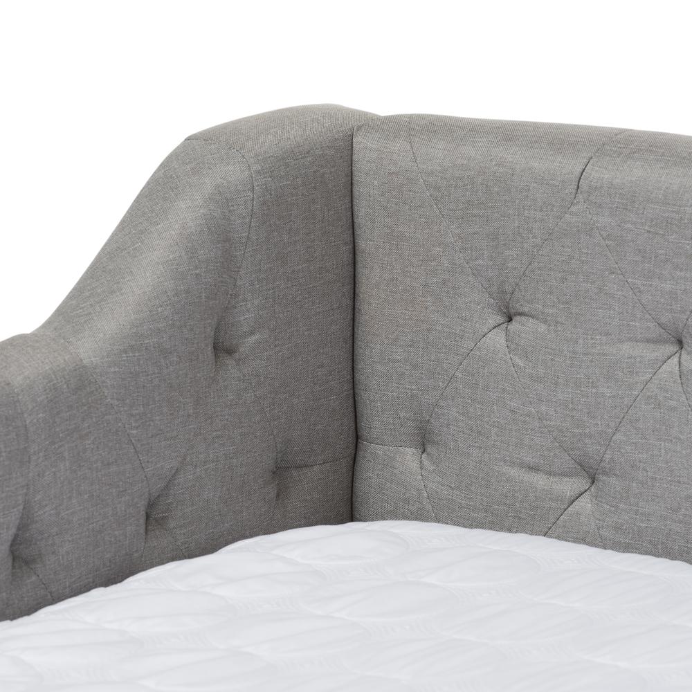 Perry Modern and Contemporary Light Grey Fabric Daybed with Trundle. Picture 18