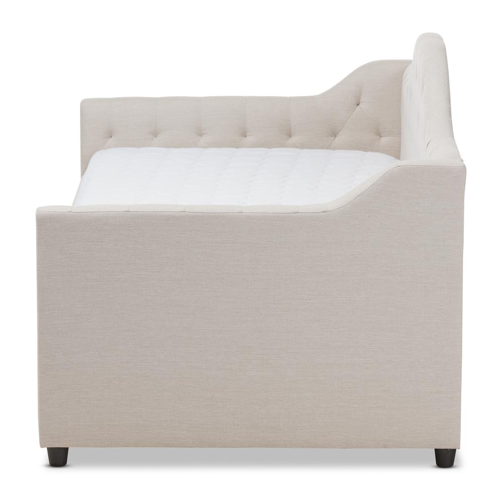 Perry Modern and Contemporary Light Beige Fabric Daybed with Trundle. Picture 15