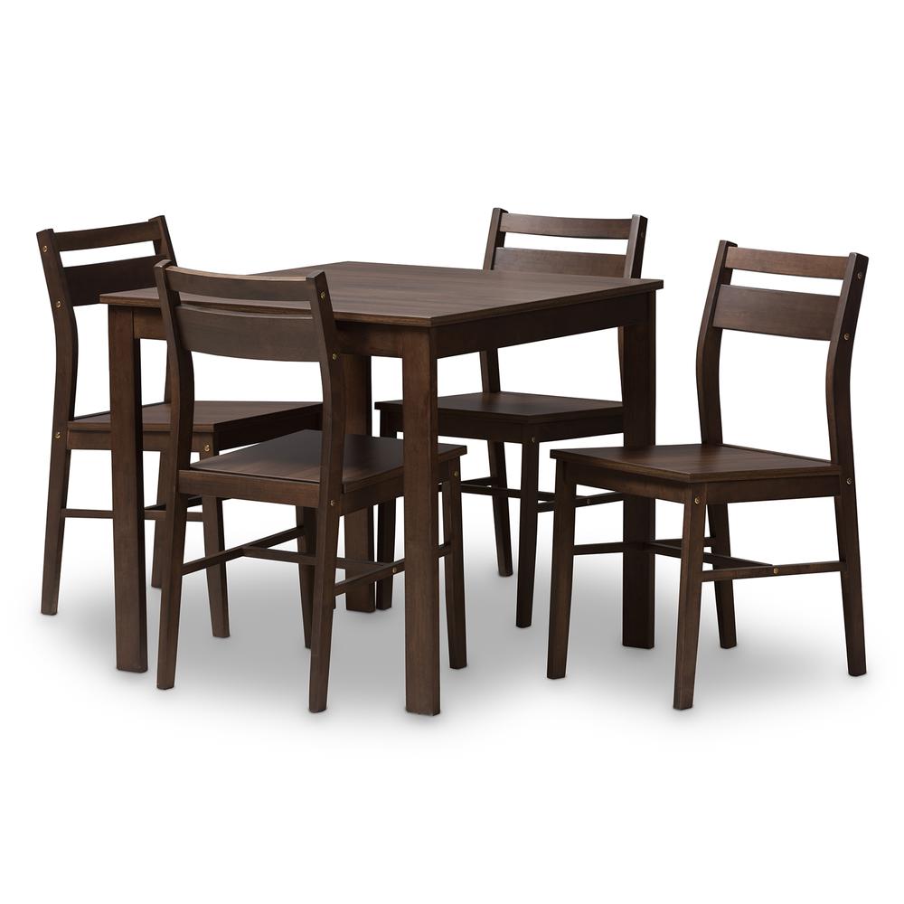 Baxton Studio Lovy Modern and Contemporary Walnut-Finished 5-Piece Dining Set. Picture 7