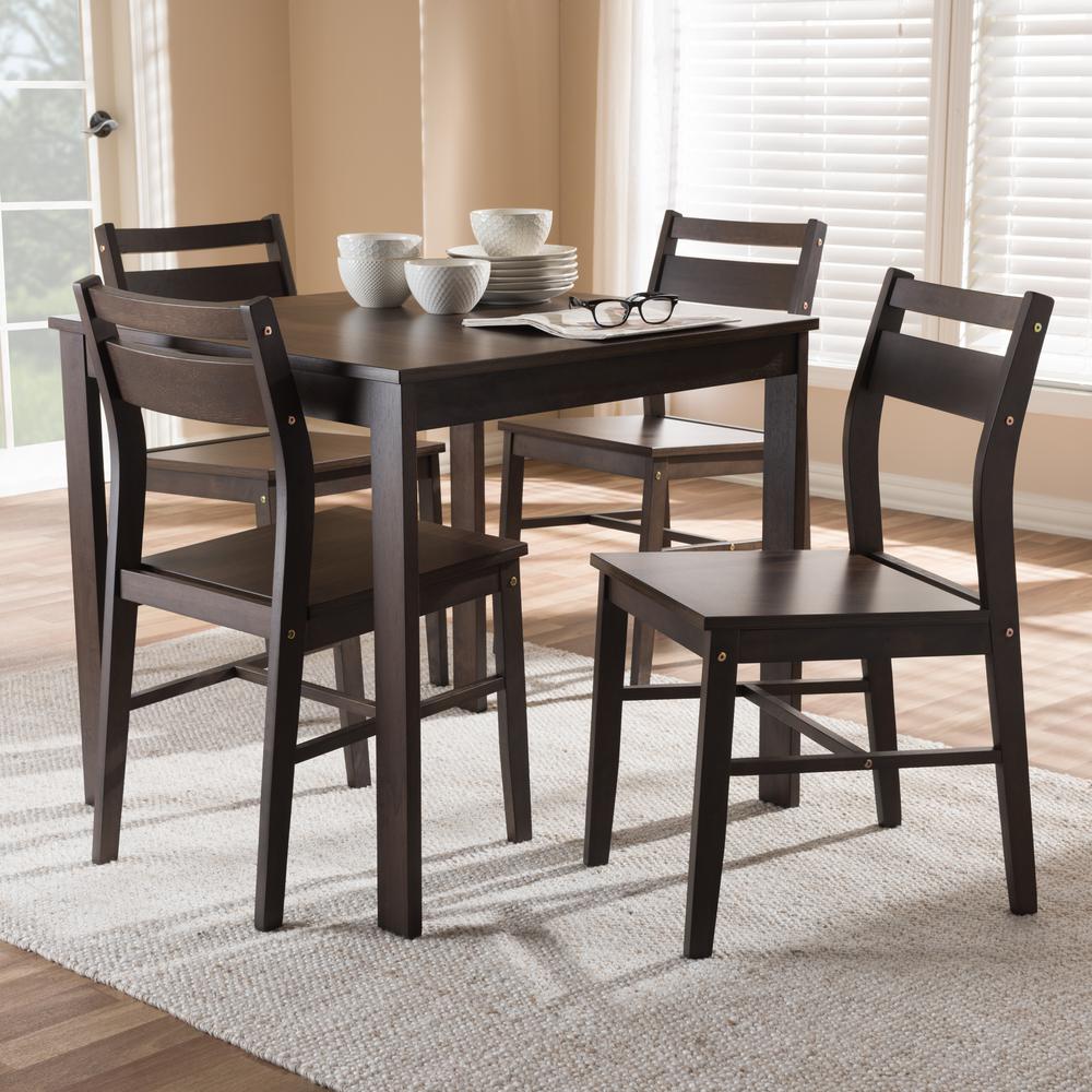 Baxton Studio Lovy Modern and Contemporary Walnut-Finished 5-Piece Dining Set. Picture 10