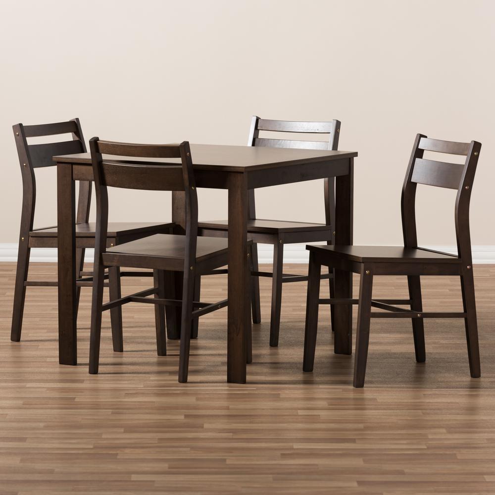 Baxton Studio Lovy Modern and Contemporary Walnut-Finished 5-Piece Dining Set. Picture 11