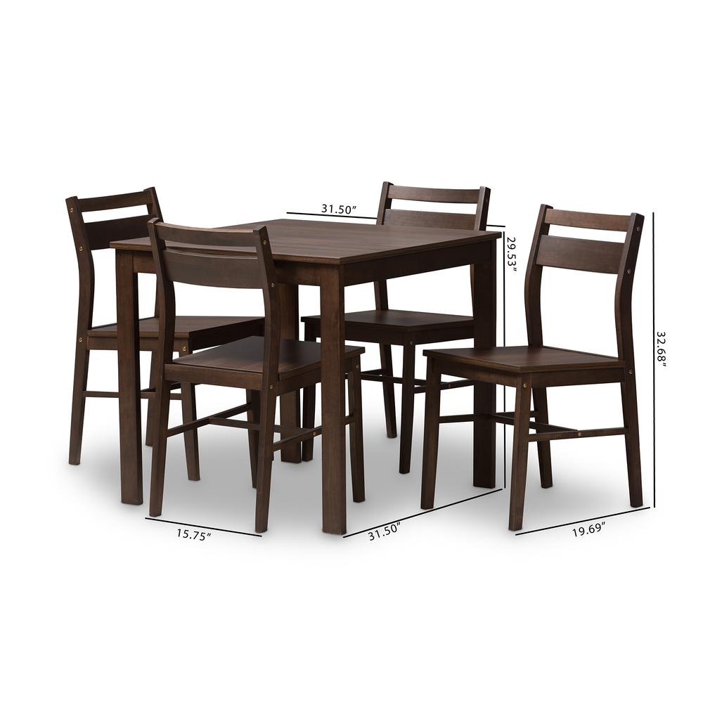 Baxton Studio Lovy Modern and Contemporary Walnut-Finished 5-Piece Dining Set. Picture 12