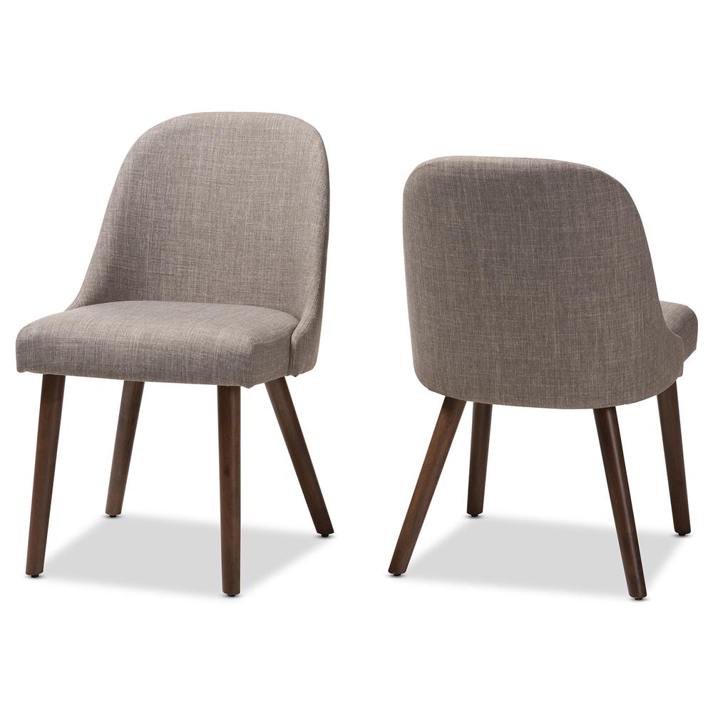 Light Grey Fabric Upholstered Walnut Finished Wood Dining Chair (Set of 2). Picture 9