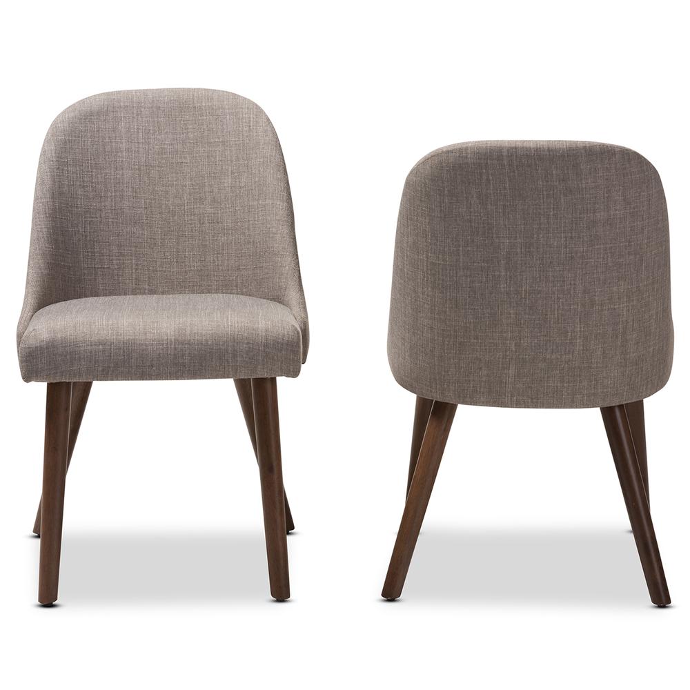 Light Grey Fabric Upholstered Walnut Finished Wood Dining Chair (Set of 2). Picture 10
