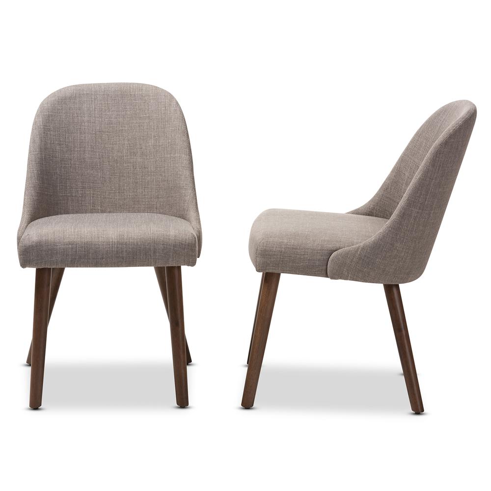 Light Grey Fabric Upholstered Walnut Finished Wood Dining Chair (Set of 2). Picture 11