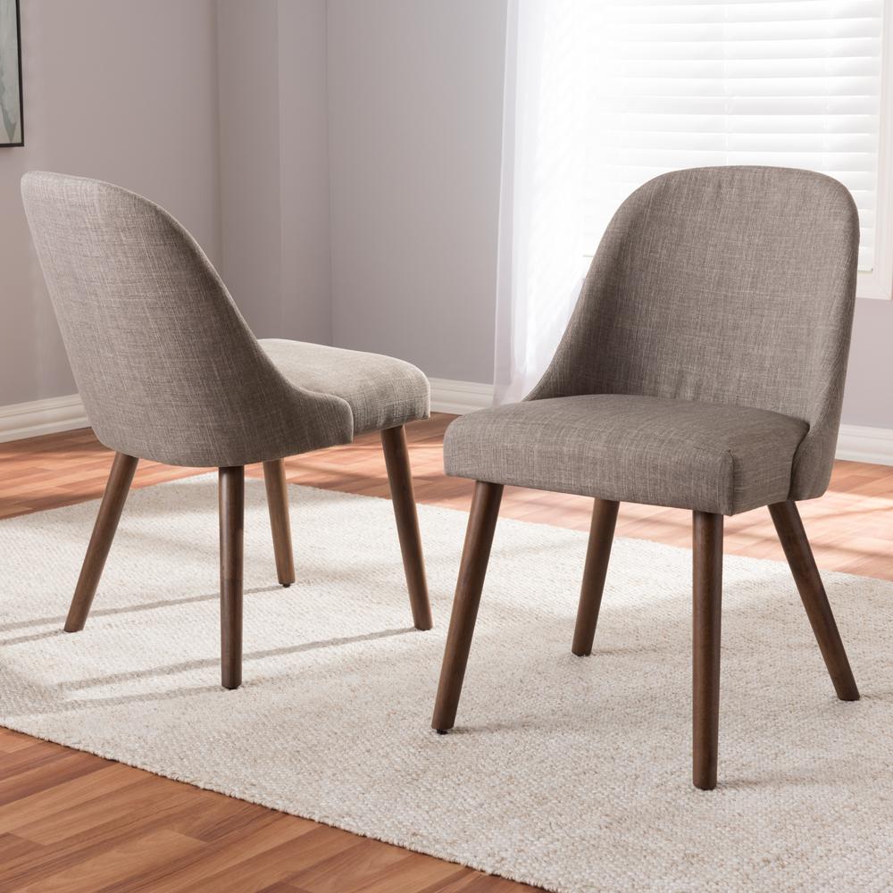 Light Grey Fabric Upholstered Walnut Finished Wood Dining Chair (Set of 2). Picture 14