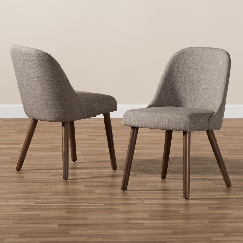 Light Grey Fabric Upholstered Walnut Finished Wood Dining Chair (Set of 2). Picture 15