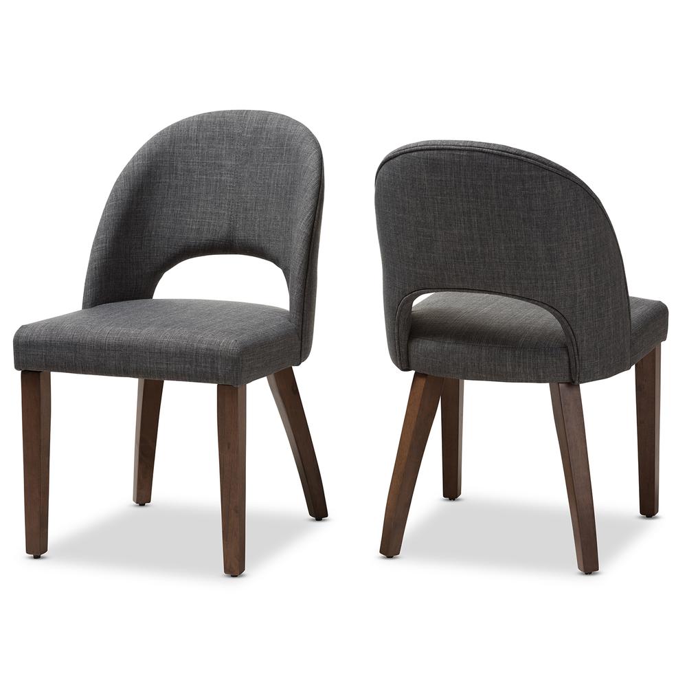 Dark Grey Fabric Upholstered Walnut Finished Wood Dining Chair (Set of 2). Picture 9
