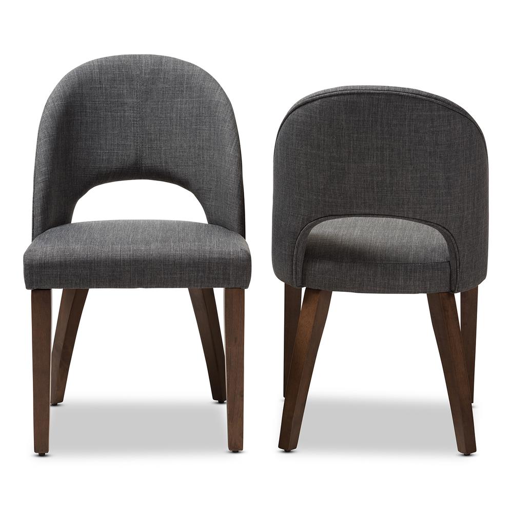 Dark Grey Fabric Upholstered Walnut Finished Wood Dining Chair (Set of 2). Picture 10