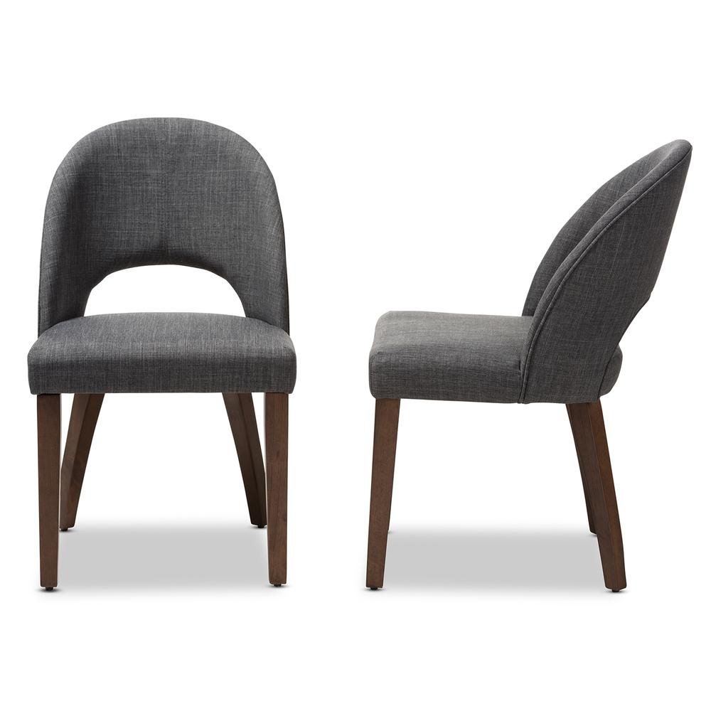 Dark Grey Fabric Upholstered Walnut Finished Wood Dining Chair (Set of 2). Picture 11
