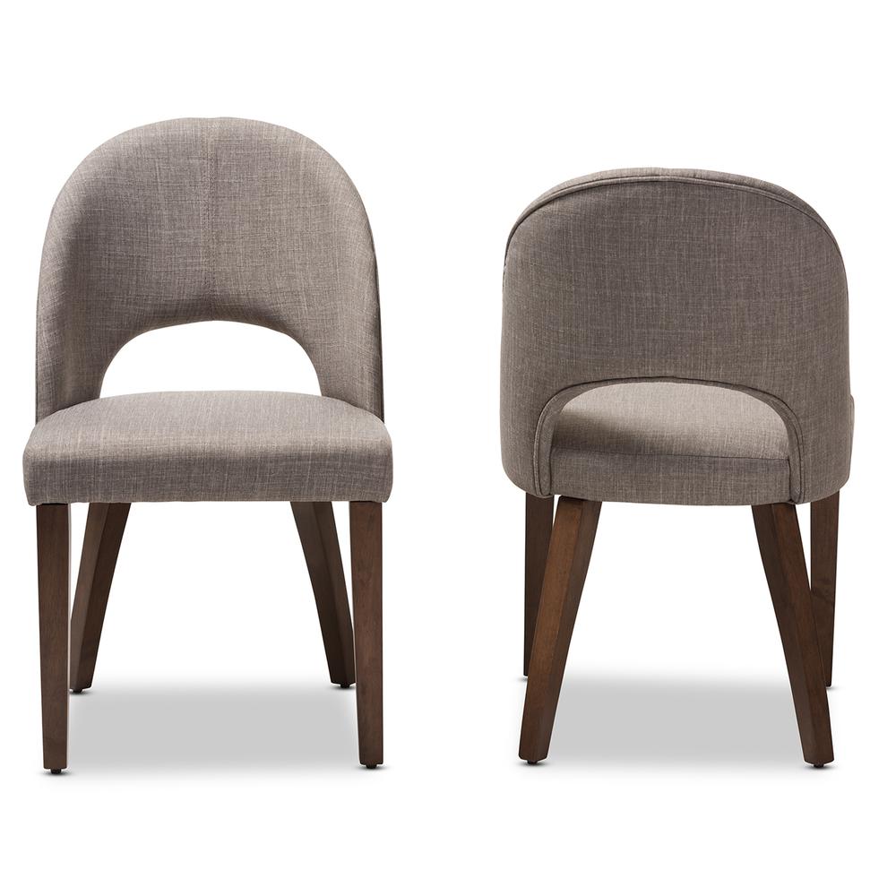 Light Grey Fabric Upholstered Walnut Finished Wood Dining Chair (Set of 2). Picture 10