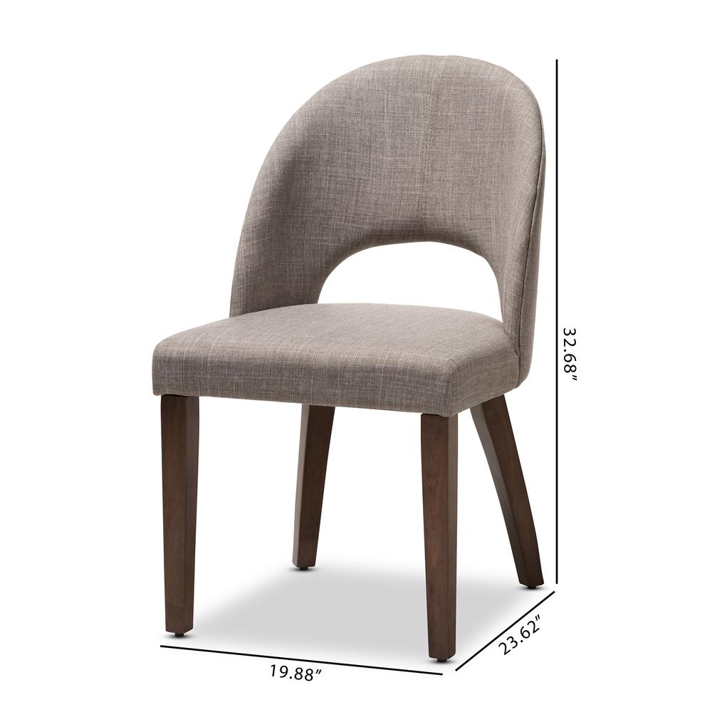 Light Grey Fabric Upholstered Walnut Finished Wood Dining Chair (Set of 2). Picture 16