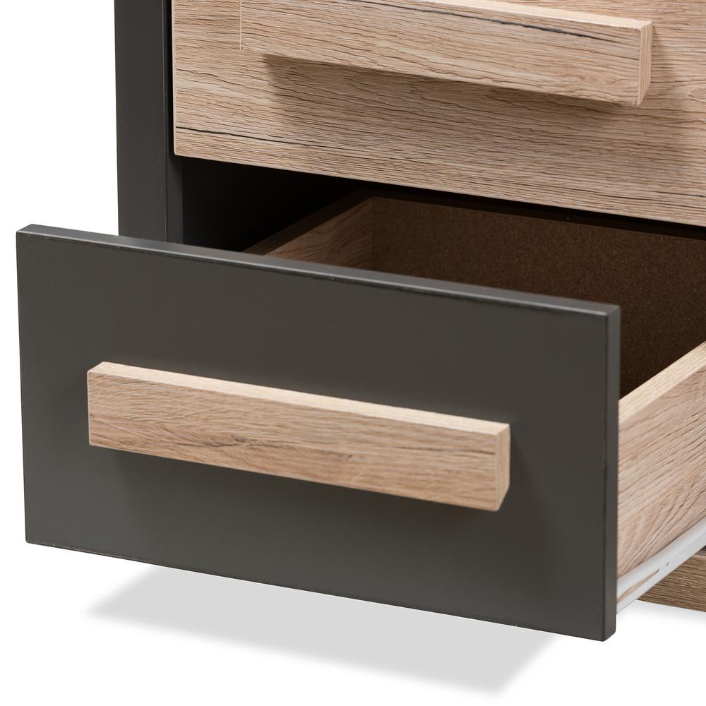 Dark Grey and Light Brown Two-Tone 2-Drawer Nightstand. Picture 17