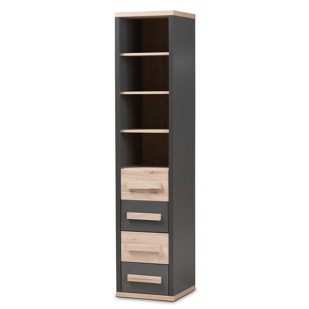 Dark Grey and Light Brown Two-Tone 4-Drawer Storage Cabinet. Picture 10