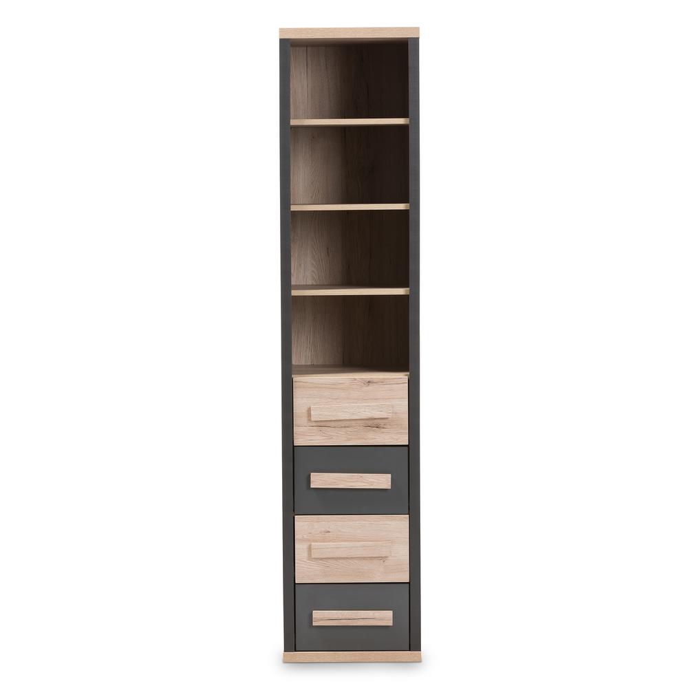 Dark Grey and Light Brown Two-Tone 4-Drawer Storage Cabinet. Picture 12
