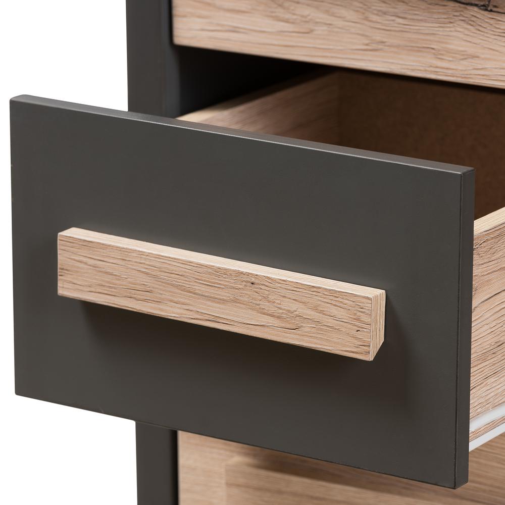 Dark Grey and Light Brown Two-Tone 4-Drawer Storage Cabinet. Picture 15