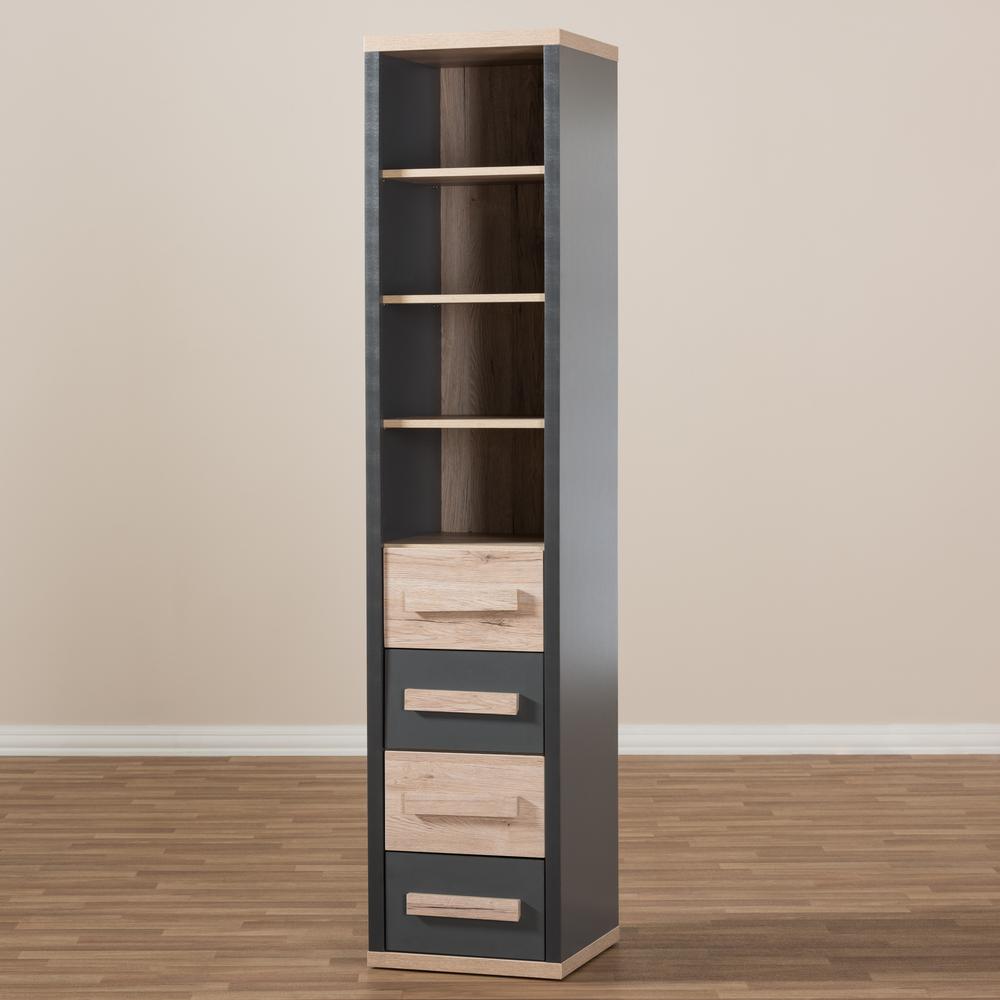 Dark Grey and Light Brown Two-Tone 4-Drawer Storage Cabinet. Picture 17