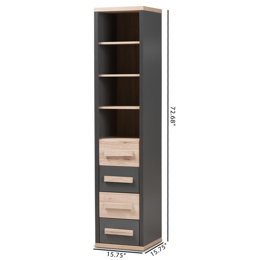 Dark Grey and Light Brown Two-Tone 4-Drawer Storage Cabinet. Picture 18