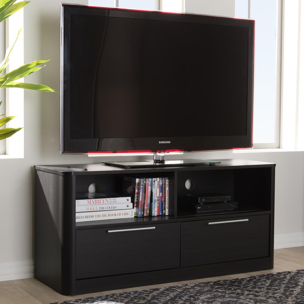 Carlingford Modern and Contemporary Espresso Brown Finished Wood 2-Drawer TV Stand. Picture 9