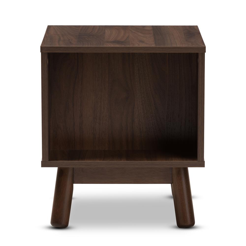 Walnut Brown and Grey Two-Tone Finished Wood Nightstand. Picture 14