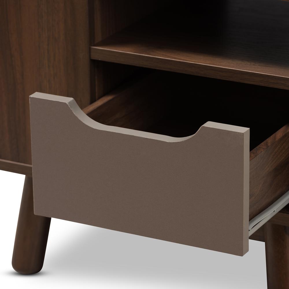 Walnut Brown and Grey Two-Tone Finished Wood Nightstand. Picture 16